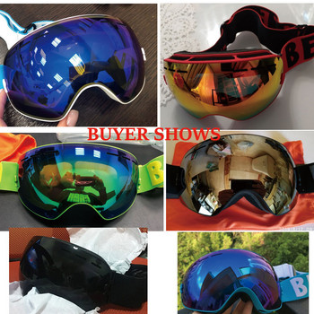 Нови UV400 двойни слоеве против замъгляване на ски очила, леща, ски маска, очила, каране на ски, сняг, сноуборд, очила, огледални поляризационни очила за мъже