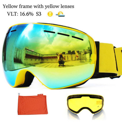 Noi UV400 Straturi duble Ochelari de schi anti-aburire Lentile Mască de schi Ochelari Schi Snowboard Ochelari Oglindă polarizați Ochelari pentru bărbați