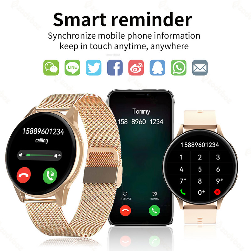 Naujas išmanusis laikrodis moterims su visu jutikliniu ekranu Sporto fitneso IP67 vandeniui atsparus Bluetooth skambučių laikrodis, skirtas Android IOS išmaniesiems laikrodžiams moterims, vyrams