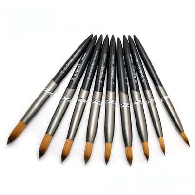 Kolinsky Acrylic Nail Brush 1Pc Черен UV гел лак Nail Art Extension Builder Pen Чертежни четки Nail Art Pen за дизайн на нокти