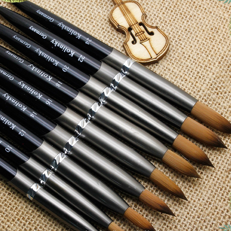 Perie acrilice pentru unghii Kolinsky, 1 buc, lac de gel UV negru