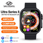 Smart Watch Ultra Series 8 NFC Smartwatch Ανδρικά Γυναικεία Κλήση Bluetooth Ασύρματη φόρτιση Fitness βραχιόλι 2 ιντσών με οθόνη HD + κουτί
