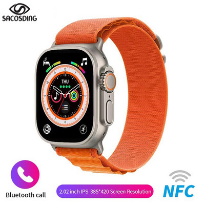 Smart Watch Ultra Series 8 NFC Smartwatch Ανδρικά Γυναικεία Κλήση Bluetooth Ασύρματη φόρτιση Fitness βραχιόλι 2 ιντσών με οθόνη HD + κουτί