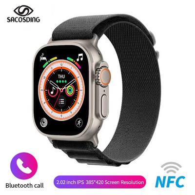 Smart Watch Ultra Series 8 NFC Smartwatch Ανδρικά Γυναικεία Κλήση Bluetooth Ασύρματη φόρτιση Fitness βραχιόλι 2 ιντσών με οθόνη HD + κουτί