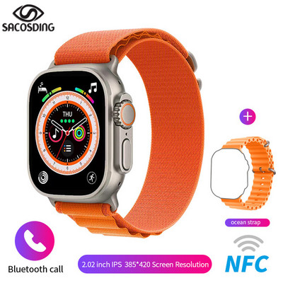 Smart Watch Ultra Series 8 NFC Smartwatch Ανδρικά Γυναικεία Κλήση Bluetooth Ασύρματη φόρτιση Fitness βραχιόλι 2 ιντσών με οθόνη HD + κουτί