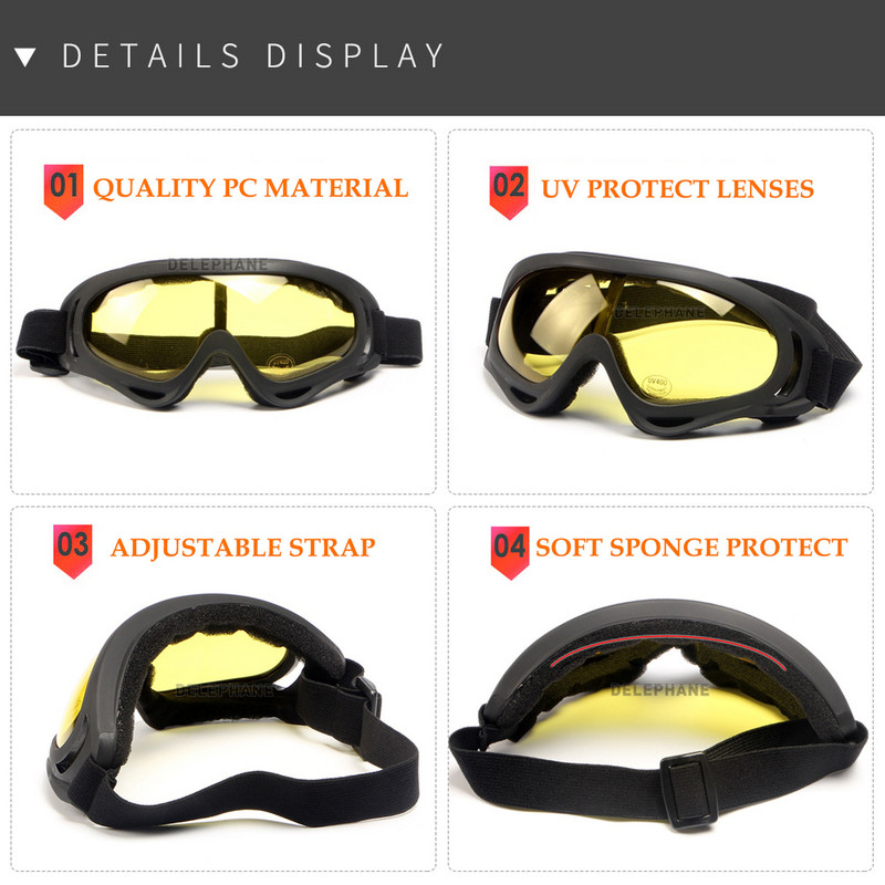 Ochelari de schi cu protecție UV Ochelari de protecție antipraf și rezistenți la vânt Ochelari de protecție pentru motocross Dirt Bike Ochelari de protecție pentru motocicletă Ochelari de soare pentru ciclism
