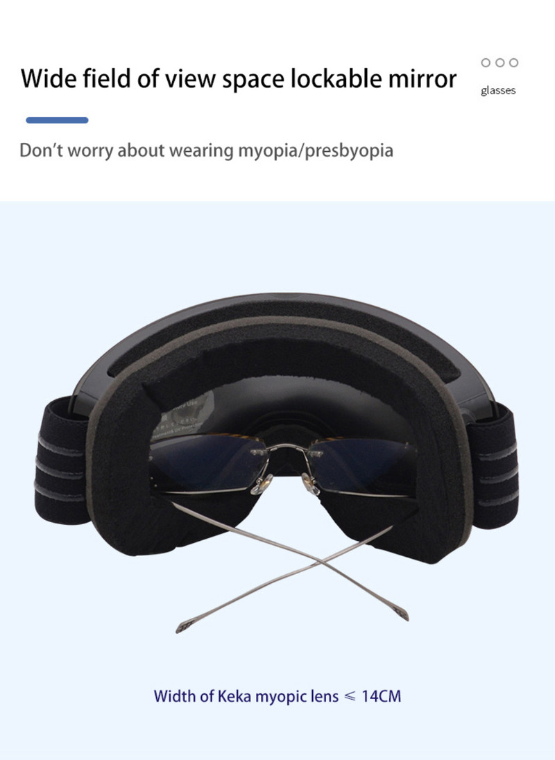 Ochelari de schi cu lentile magnetice cu straturi duble Ochelari de schi anti-ceata UV400 pentru snowboard pentru barbati femei Ochelari de schi Ochelari