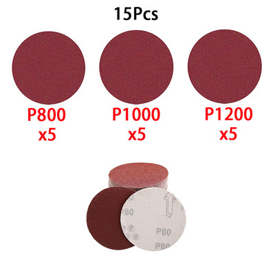 15 τμχ Αυτόματο γυαλόχαρτο 3 ιντσών 75 mm Δίσκοι λείανσης για γυαλόχαρτο αυτοκινήτου γυαλόχαρτο Λειαντικά φύλλα άμμου P800 P1200 P2000 P3000 P5000
