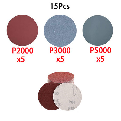 15 τμχ Αυτόματο γυαλόχαρτο 3 ιντσών 75 mm Δίσκοι λείανσης για γυαλόχαρτο αυτοκινήτου γυαλόχαρτο Λειαντικά φύλλα άμμου P800 P1200 P2000 P3000 P5000