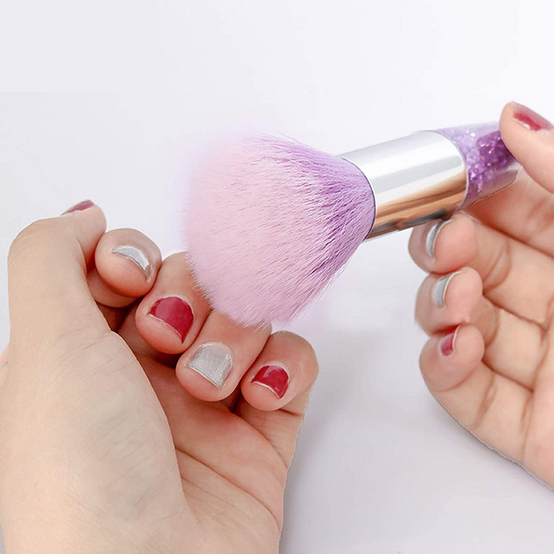 1db Nail Art ecsetek Kristálynyélű Púder Tisztító Körömpor Kefe akril UV Gél Sminkecsetek Manikűr Kiegészítők