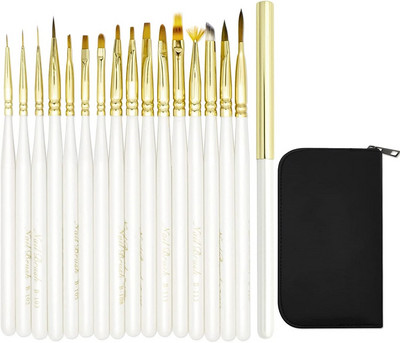 Set de 16 bucăți profesionale perii pentru arta unghiilor, perii acrilice pentru pictură 3D, cu carcasă, pixuri cu gel UV pentru desenul de linii, instrument de manichiură pentru designul unghiilor