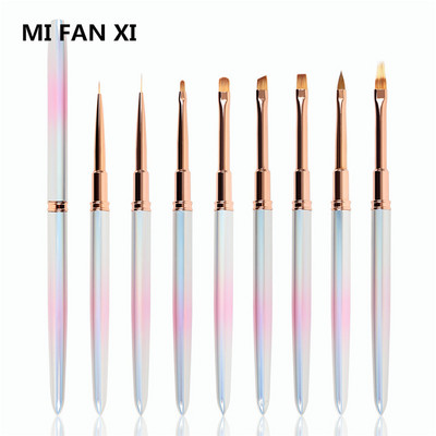 1Pcs Gradient Nail Art Brush For Manicure Salon Tool Професионална живопис Рисуване UV Gel Extension Pen Nail Polish Четки за нокти