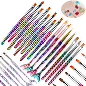 Set de perii pentru căptușeală pentru unghii cu dungi franceze acrilice Sfaturi 3D pentru manichiură Pen ultra-subțire pentru desenare perii cu gel UV Instrumente pentru pictura pete