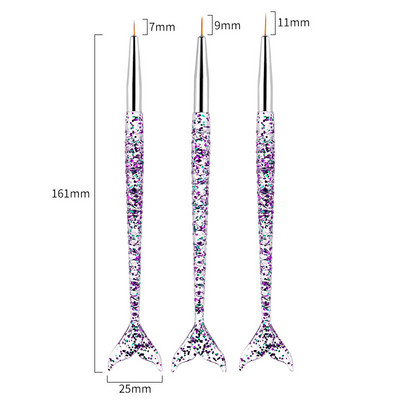 Set de perii pentru căptușeală pentru unghii cu dungi franceze acrilice Sfaturi 3D pentru manichiură Pen ultra-subțire pentru desenare perii cu gel UV Instrumente pentru pictura pete