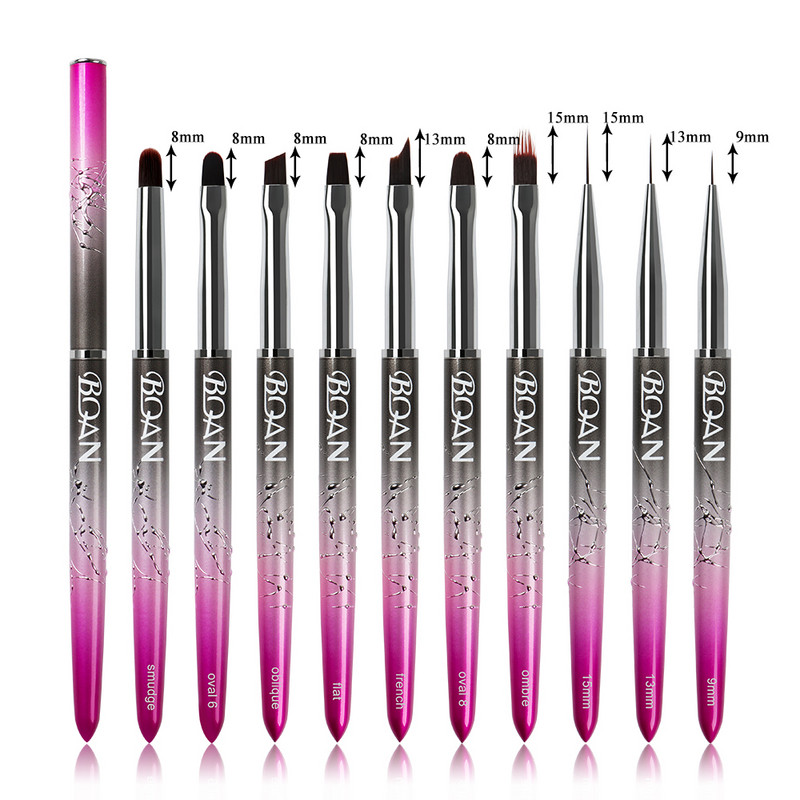 BQAN Perie de unghii cu gradient acrilic UV Gel extensie Pen Oja Pictura Perie de desen Liner Perie de unghii Perie de gel pentru manichiura