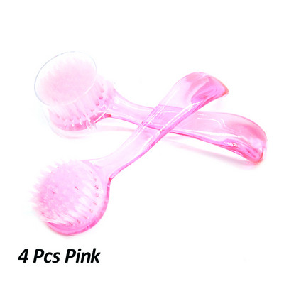 4 buc. perie acrilice pentru unghii cu cap rotund Perie pentru spălat pentru machiaj, pentru îndepărtarea moale a prafului, pulbere pentru praf, perie cu capac pentru pedichiură