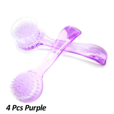 4 buc. perie acrilice pentru unghii cu cap rotund Perie pentru spălat pentru machiaj, pentru îndepărtarea moale a prafului, pulbere pentru praf, perie cu capac pentru pedichiură