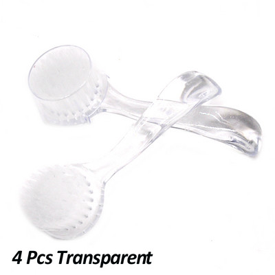 4 buc. perie acrilice pentru unghii cu cap rotund Perie pentru spălat pentru machiaj, pentru îndepărtarea moale a prafului, pulbere pentru praf, perie cu capac pentru pedichiură