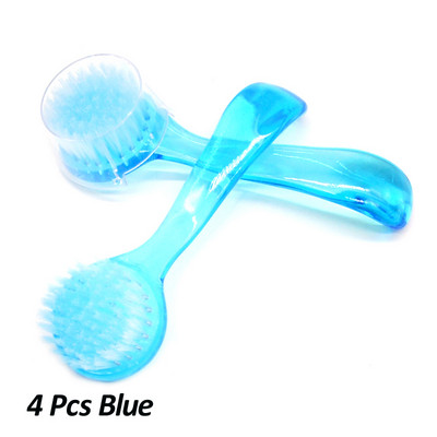 4 buc. perie acrilice pentru unghii cu cap rotund Perie pentru spălat pentru machiaj, pentru îndepărtarea moale a prafului, pulbere pentru praf, perie cu capac pentru pedichiură