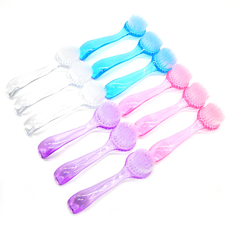 4 buc. perie acrilice pentru unghii cu cap rotund Perie pentru spălat pentru machiaj, pentru îndepărtarea moale a prafului, pulbere pentru praf, perie cu capac pentru pedichiură