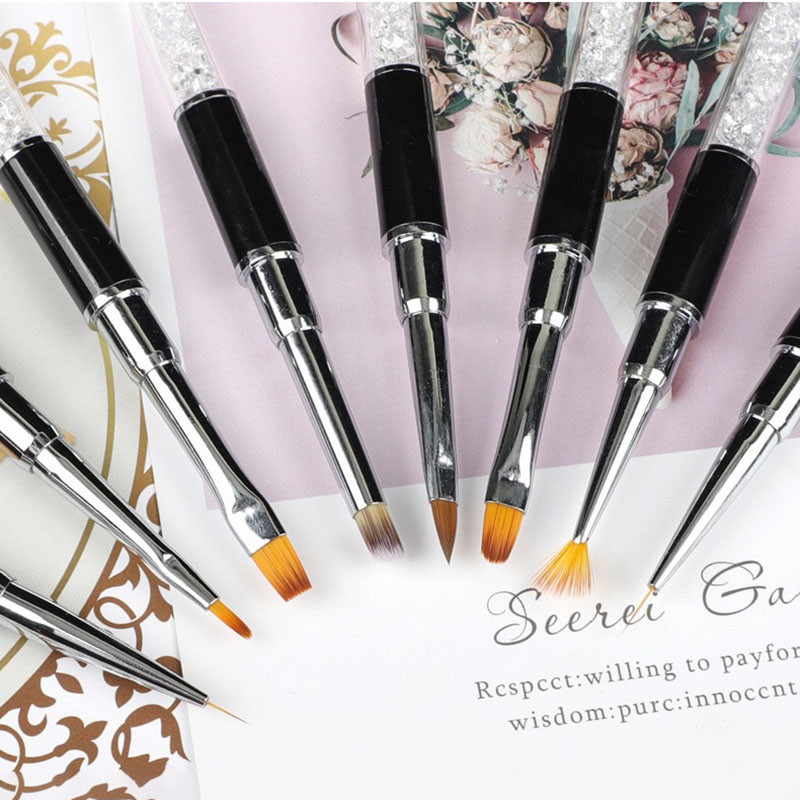 Fényterápiás UV-gél Nail Art Builder toll készlet Nail Art Design ecsetkészlet gyémánt rúdvonallal, faragó rajztoll manikűr eszközzel