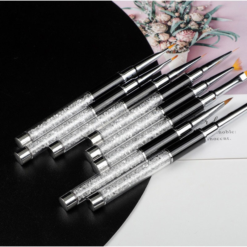 Fényterápiás UV-gél Nail Art Builder toll készlet Nail Art Design ecsetkészlet gyémánt rúdvonallal, faragó rajztoll manikűr eszközzel