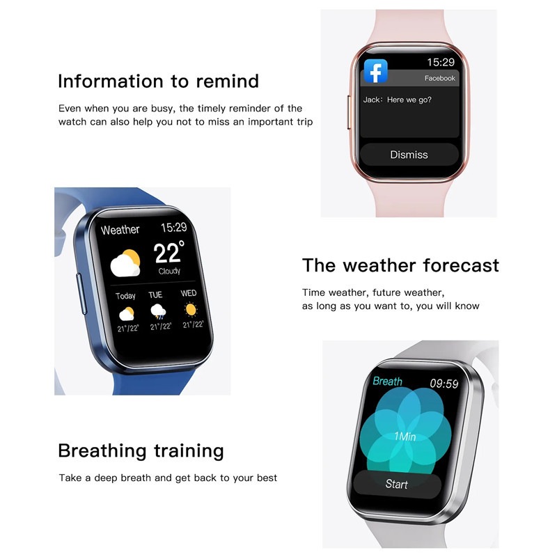 Ceas inteligent Q23 Femei Bărbați Ecran HD de 1,69 inci Brățară fitness Monitorizare ritm cardiac Monitorizare a tensiunii arteriale Smartwatch