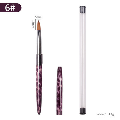 1kom akrilne četkice za nokte Najlon Kolinsky Hair leopard Rhinestone Drška Gel za izgradnju Četkica za manikuru Carving Dotting Drawing Tools