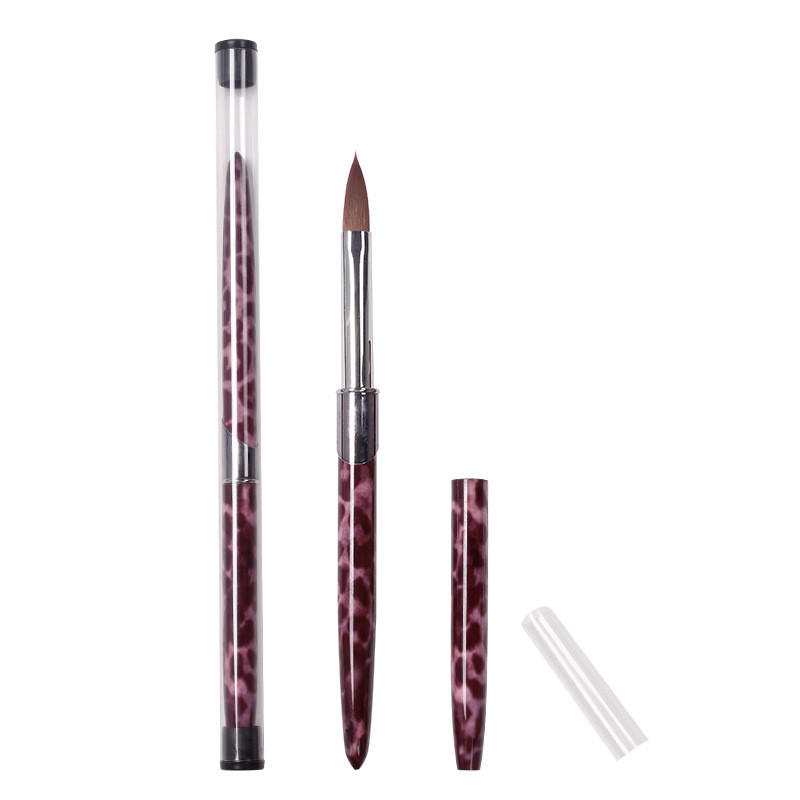 1kom akrilne četkice za nokte Najlon Kolinsky Hair leopard Rhinestone Drška Gel za izgradnju Četkica za manikuru Carving Dotting Drawing Tools