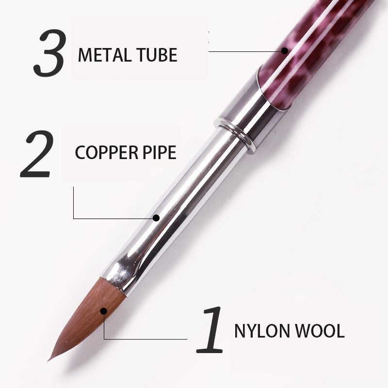 1kom akrilne četkice za nokte Najlon Kolinsky Hair leopard Rhinestone Drška Gel za izgradnju Četkica za manikuru Carving Dotting Drawing Tools