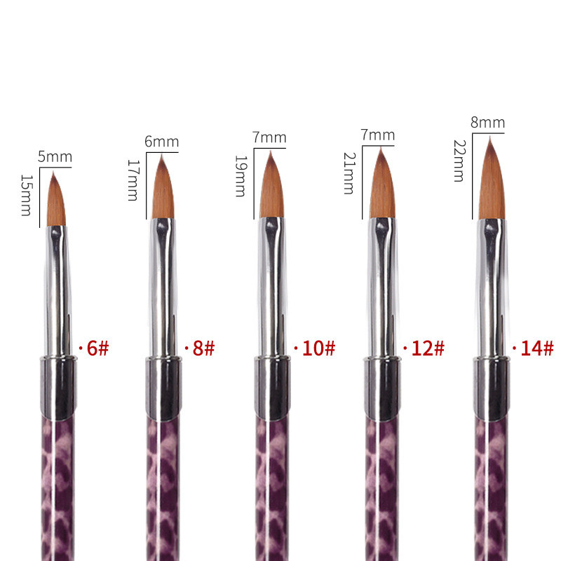 1kom akrilne četkice za nokte Najlon Kolinsky Hair leopard Rhinestone Drška Gel za izgradnju Četkica za manikuru Carving Dotting Drawing Tools