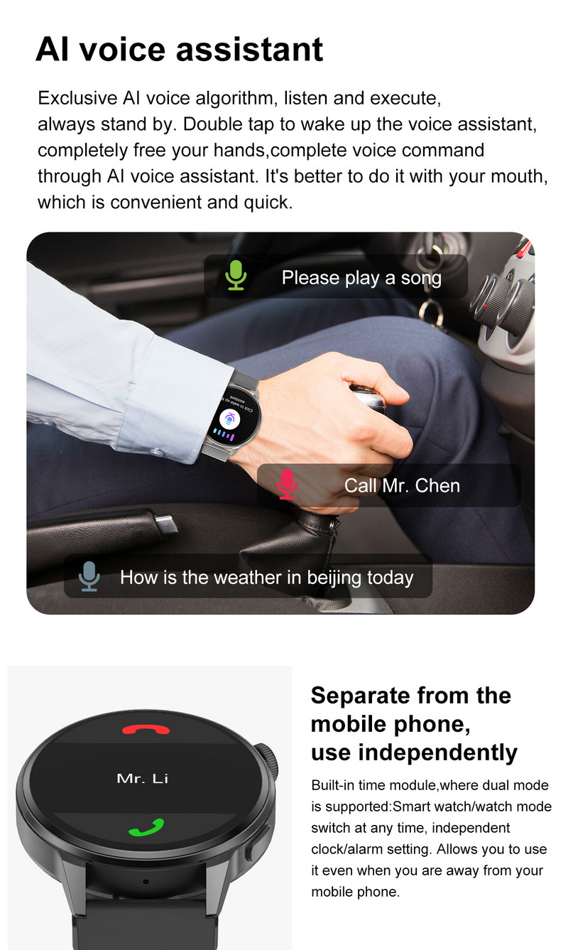 Ceas inteligent NFC 2023 Ceas inteligent pentru bărbați, femei, control acces la ușă, apeluri Bluetooth, brățară de fitness, urmărire de mișcare GPS