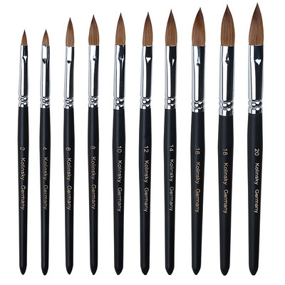 10 Izmēri Pure Kolinsky Sable matu birstes nagu mākslas gleznošanai zīmēšanas otiņa UV gēla grebšanas pildspalva DIY nagu zīmēšanai šķidrs melns rokturis