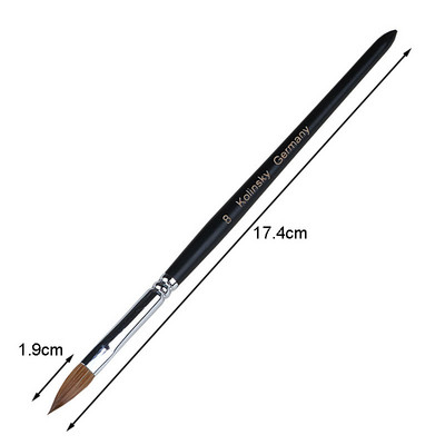 10Sizes Pure Kolinsky Sable hajkefék körömfestő ecset UV gél faragó toll DIY körömrajzoló folyékony fekete nyél