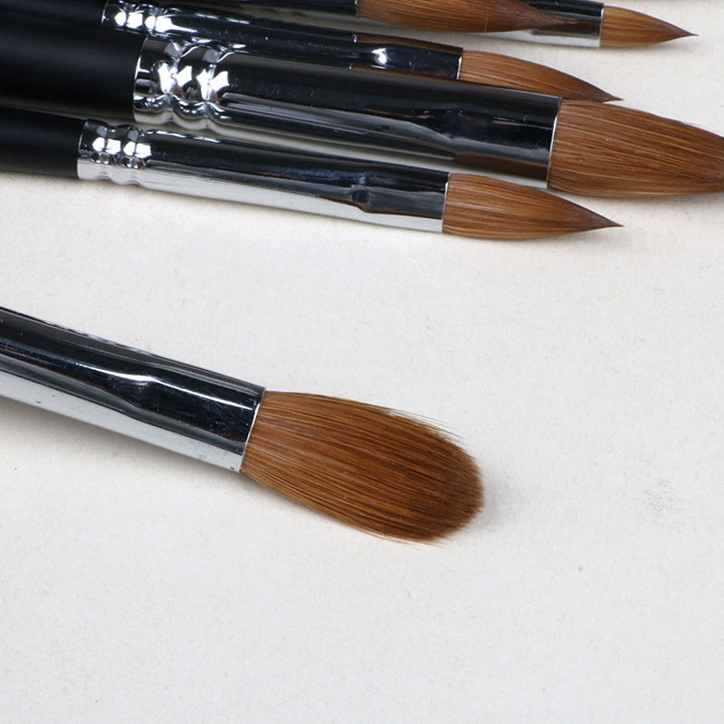 10Sizes Pure Kolinsky Sable hajkefék körömfestő ecset UV gél faragó toll DIY körömrajzoló folyékony fekete nyél