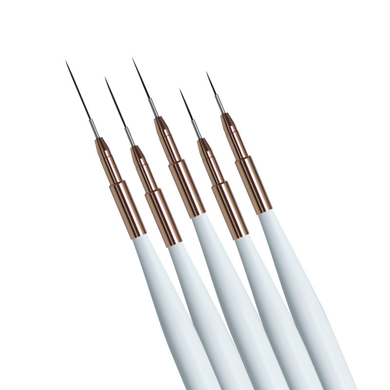 Pensula Nail Art Liner Mâner din lemn alb Gel UV Stripes Pictură Desen Pen DIY Manichiură Perie