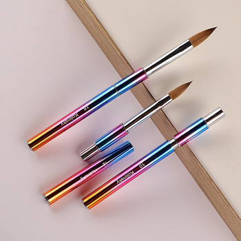 Rainbow Metal Kolinsky Sable Nail Acrylic Brush UV Gel Carving Pen Brush Liquid Powder DIY Nail Drawing Nail Art Brush