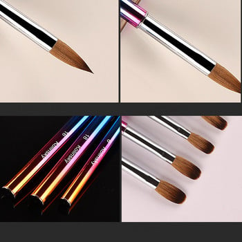 Rainbow Metal Kolinsky Sable Nail Acrylic Brush UV Gel Carving Pen Brush Liquid Powder DIY Nail Drawing Nail Art Brush