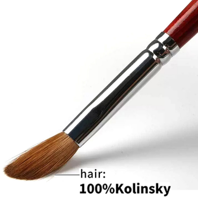 UsiDaer akril körömkefe vörös fa textúrával 100% Kolinsky sable hajkefe UV formázó gél kefe