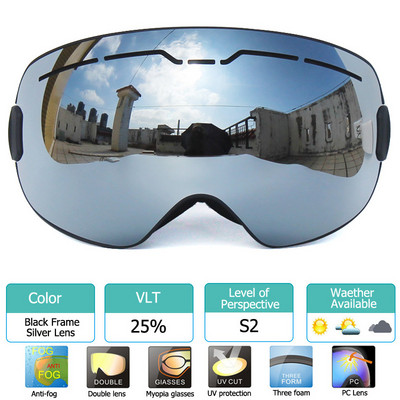UV400 Cadru mare Straturi duble Ochelari de schi anti-aburire Lentile Mască de schi Ochelari Schi Zăpadă Snowboard Ochelari Ochelari cu oglindă pentru bărbați