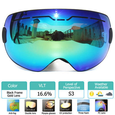 UV400 Cadru mare Straturi duble Ochelari de schi anti-aburire Lentile Mască de schi Ochelari Schi Zăpadă Snowboard Ochelari Ochelari cu oglindă pentru bărbați