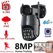 4G SIM-kaardi IP-kaamera välistingimustes PTZ HD 4MP 8MP 4K kahe objektiiviga 3,6-8 mm inimese automaatne jälgimine 10x digitaalse suumiga 4G kaamera Camhi