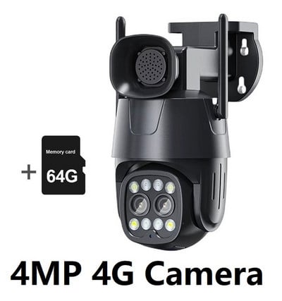 4G SIM-kaardi IP-kaamera välistingimustes PTZ HD 4MP 8MP 4K kahe objektiiviga 3,6-8 mm inimese automaatne jälgimine 10x digitaalse suumiga 4G kaamera Camhi
