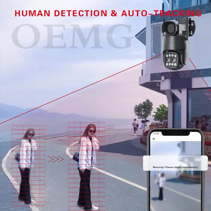4G SIM-kaardi IP-kaamera välistingimustes PTZ HD 4MP 8MP 4K kahe objektiiviga 3,6-8 mm inimese automaatne jälgimine 10x digitaalse suumiga 4G kaamera Camhi