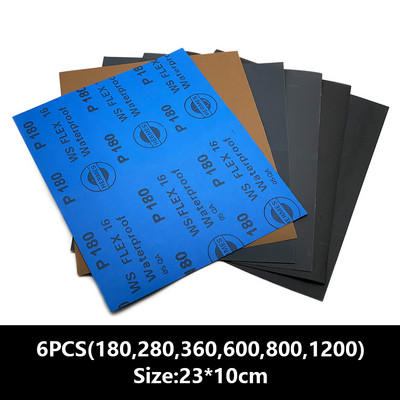 6 TK märgkuiv liivapaber 180-1200 teraga Abrasiivpaberilehed Poleerimine Lihvimine Puitmööbli viimistlus Autovärvi tööriist