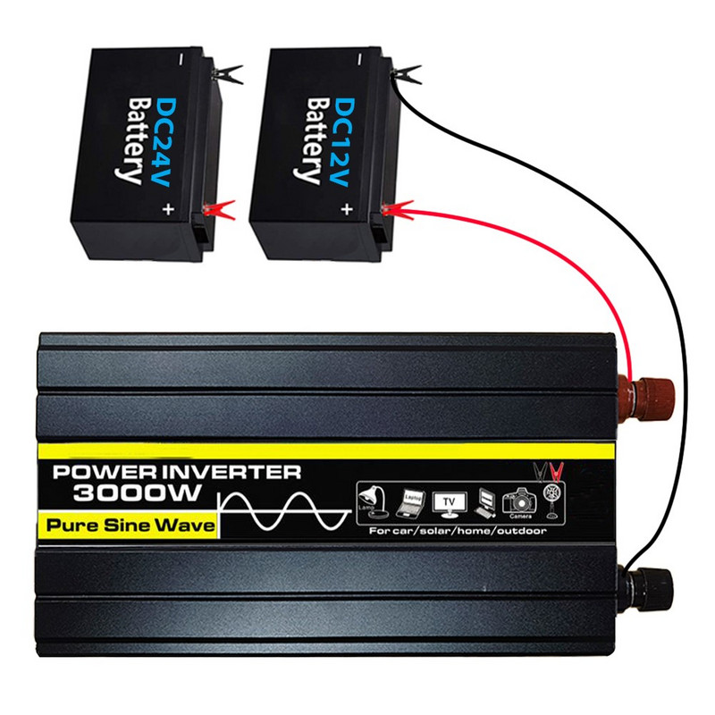 Vârf 3000W Invertor cu undă sinusoidală pură 12V 220V Adaptor pentru convertizor de putere 12V ~ 220V 3000W Putere invertor solar pentru camioane în aer liber