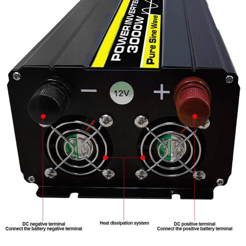 Vârf 3000W Invertor cu undă sinusoidală pură 12V 220V Adaptor pentru convertizor de putere 12V ~ 220V 3000W Putere invertor solar pentru camioane în aer liber