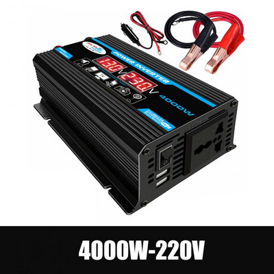 Автомобилен инвертор 12V 220V мощност 4000W преобразувател 2 USB EU контакта Webasto 12 волта автоматичен инвертор 12v 220 V трансформатор слънчеви инвертори