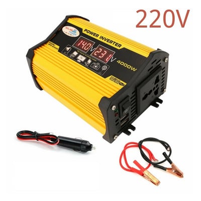 4000W автомобилен инвертор на захранване LED дисплей за напрежение 12V към AC 220V 110V двоен USB преобразувател Адаптер Модифициран автомобилен инвертор на синусоида