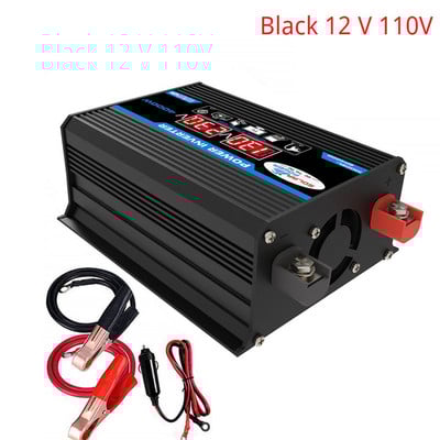 4000W автомобилен инвертор на захранване LED дисплей за напрежение 12V към AC 220V 110V двоен USB преобразувател Адаптер Модифициран автомобилен инвертор на синусоида